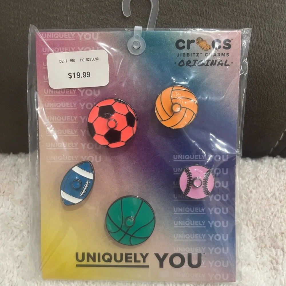 CROCS Jibbitz‎ Sports Charms - Red, Orange, Green, Pink, Blue
